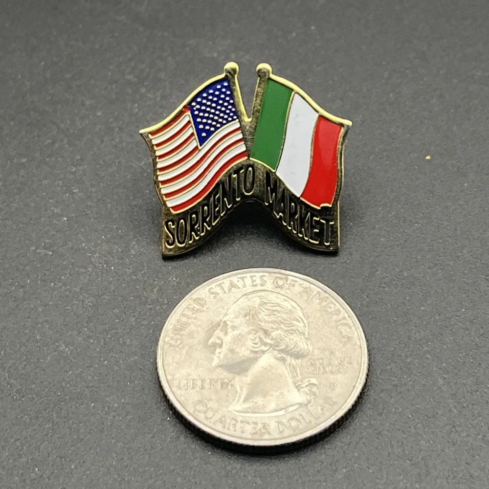 United States Of America Italy Crossed Flags‎ Sorrento Market Lapel Hat Pin